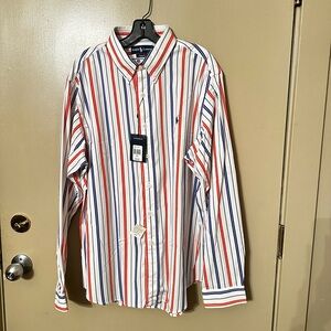 NWT 145$ Ralph Lauren Red and Blue striped Button Down Shirt